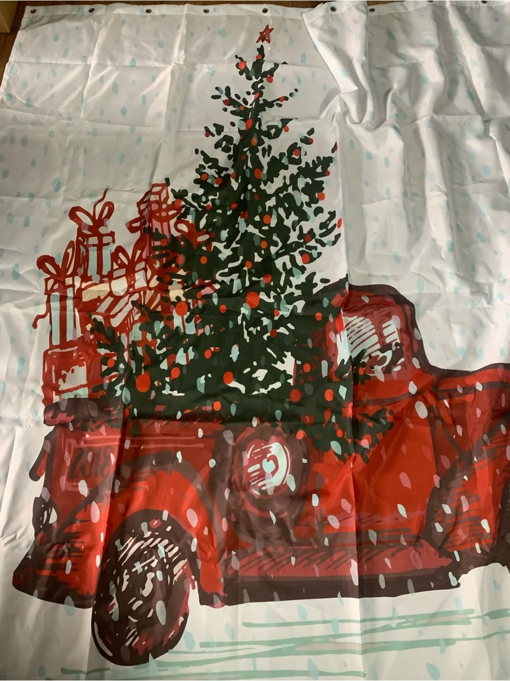 Christmas Red Truck Design Shower Curtain - New